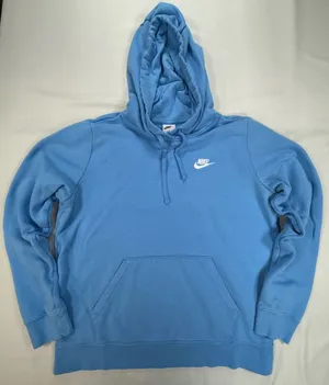Nike Light Blue Pullover Hoodie with White Swoosh thumbnail 1