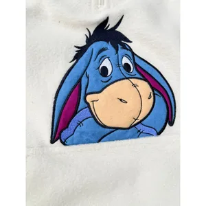 Disney Eeyore Womens Medium Cream Fleece 1/4 Zip Hoodie Winnie the Pooh Pullover thumbnail 7