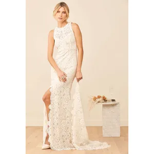 Lulus Love Everlasting White Floral Lace Mermaid Maxi Dress Wedding Gown Small thumbnail 4