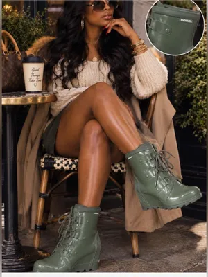 SOREL Joan Rain Wedge Boots Olive Green NL2442-383 Waterproof Women’s 9.5 thumbnail 2