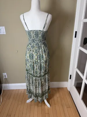 Angie Boho Tiered Cut Out Floral Dress Green Size Small thumbnail 5