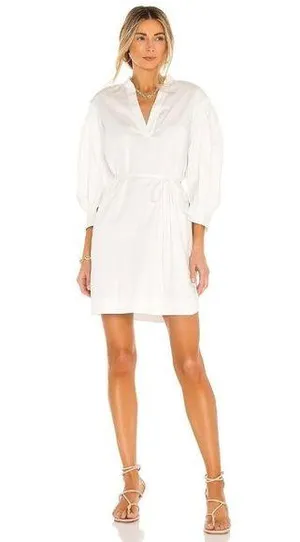 Rebecca Taylor 3/4 Sleeve Twill Belted Dress Milk Womens Size Small thumbnail 1