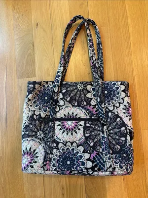Vera Bradley Quilted Tote Purple Grey Floral Y2K thumbnail 3