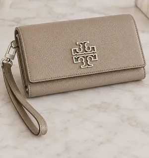 Tory Burch Britten Smartphone Wristlet French Gray NWT thumbnail 1