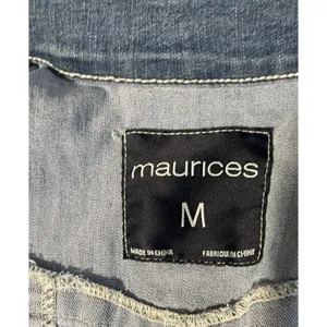 Maurices distressed blue denim Stretch Vest Women medium‎ sleeveless pockets thumbnail 2