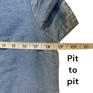 Women’s blue denim color dress (not denim) short sleeve doesn’t stre size Small thumbnail 4