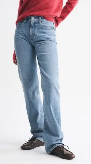 Abercrombie & Fitch High Rise 90s Relaxed Heart Embroidered Jeans Blue 27 thumbnail 1