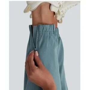 Halara Women's Sz XS High Waist Eyelet 2-in-1 Zip Hem Running Joggers Stone Blue thumbnail 4