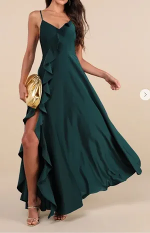 LULUS Sexy Flowy LProm Wedding Bridesmaid Satin Open Tie Back Elegant Maxi thumbnail 1
