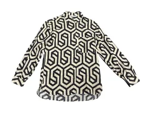 Zara Long Sleeve Button Down Geometric Pattern Pocket Shirt XS Boho Artsy Chic thumbnail 1
