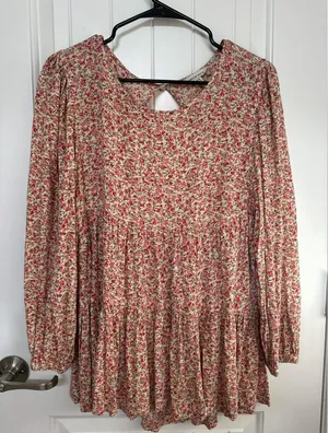 American Eagle Outfitters Floral Mini Dress - Red and Cream thumbnail 1