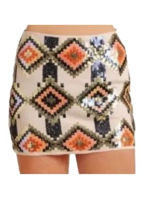 Love Marks Ivory Sequined Mini Skirt thumbnail 2