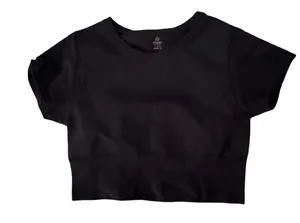 aerie Black Cropped T-Shirt thumbnail 1