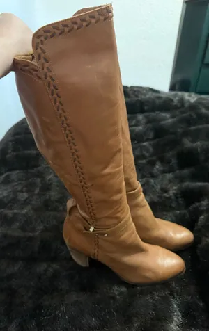 UGG Claudine Brown Leather Knee High Heeled Boots sz 11 equestrian riding thumbnail 1