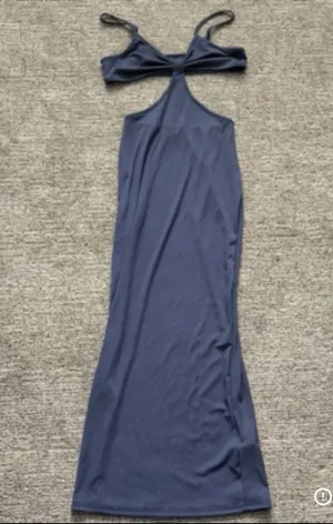 Shein Navy Blue Maxi Dress with Cutouts thumbnail 1