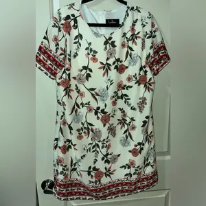 🔴Lulu's Floral Midi Dress A-Flora-Ble Cream Floral Print Shift Dress thumbnail 2