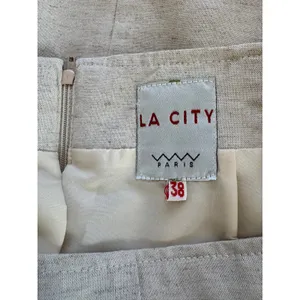 Vintage ‘90s LA City Paris Beige Linen Blend Knee Length Pencil Skirt thumbnail 8