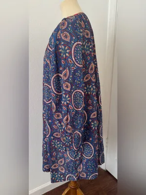 Natural Life Midi Dress Oversized Loose Paisley Boho Granola Hippie Size XL thumbnail 2