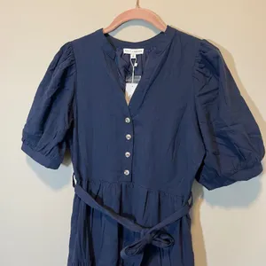 Baltic Born‎ Camille Maxi Dress Navy Blue Cotton Puff Sleeve Tiered Small NWT thumbnail 3