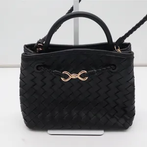 A New Day Black Woven Vegan Leather Crossbody Bag Gold Hardware Braided Strap thumbnail 2