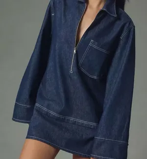 Anthropologie Pilcro Blue Denim Dress XS (oversized) thumbnail 1