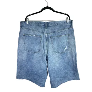 GAP Women's Blue High Waist Distressed Cut-Off Bermuda Denim Shorts 33/16 Tall thumbnail 3
