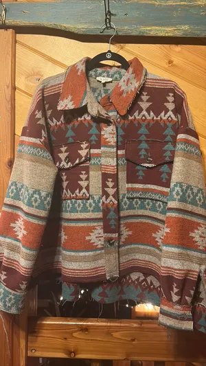 Le Miel Aztec Western rough-edge shirt jacket - L thumbnail 6