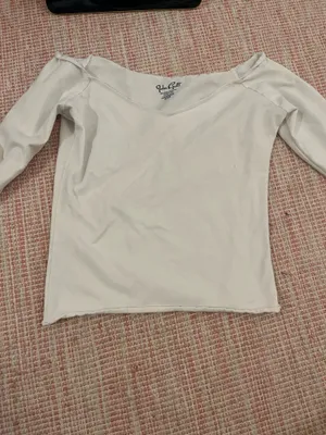 Brandy Melville White V-Neck Top thumbnail 2