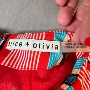 Alice & Olivia Delora colorful vertical striped wrap tie waist midi dress size 2 thumbnail 13