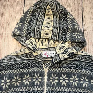 VTG Active Stuff Snowflake Fleece‎ Coat Hoodie Zip Jacket Womens L Christmas USA thumbnail 2