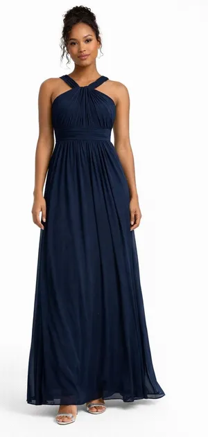 David's Bridal Women's 2 Blue Midi Brides Maid Dress Flowy Light Weight thumbnail 1