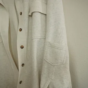 POL Size Large Cream Shacket French Terry Oversized Button Down Fall‎ Cozy Layer thumbnail 6