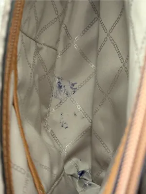 Michael Kors Cream Signature Tote with Brown Trim and Front Pocket thumbnail 5