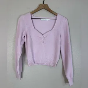 Astr The Label Sweetheart Ribbed Cropped Sweater size Medium Pink purple $39 thumbnail 2