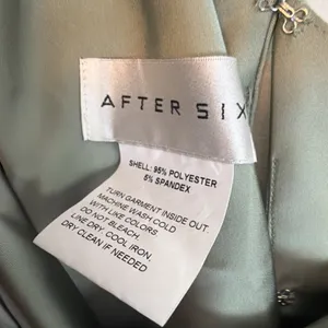 AFTER SIX 6900 Effortless Glam Bow Charmeuse One Shoulder Bow Maxi Sage Green L thumbnail 15