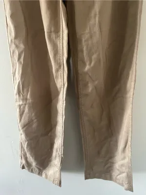 Gap Tan Khaki Wide Leg Pants 2 High Rise Elastic Waist Preppy Minimalist Coastal thumbnail 3