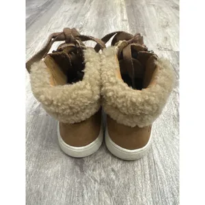 UGG Olive High Top Sneakers Chestnut Leather Shearling Womens Size 8.5 thumbnail 6