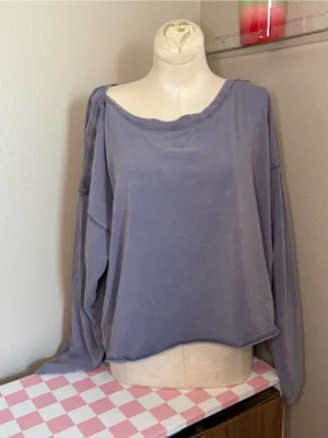 Free people Washed Lavender Long Sleeve Women's Top XS oversized cozy casual thumbnail 1