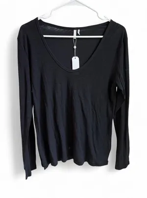 COMUNE "Malibu" Black Long Sleeve Scoop Neck Top thumbnail 1