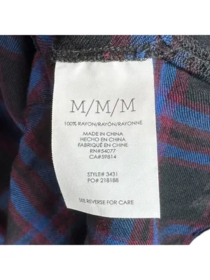 CAbi Check Shirt #3431 Moody Plaid Peplum Button Up Top Blue Burgundy M thumbnail 5