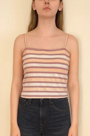 Urban Outfitters Others Follow Size Small Pink Cropped Striped Tank Top thumbnail 1