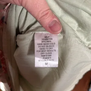 NWT Storia Linen Blend Floral Midi Dress Sage Green Pink V-Neck Size Medium thumbnail 13