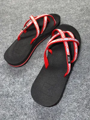Teva Women's Black Sandals with Red and White Geometric Straps thumbnail 5