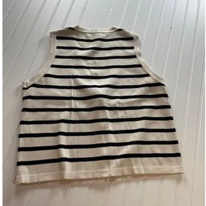 English Factory Striped Knit Vest Cream Black Gold Button V-Neck Large thumbnail 6