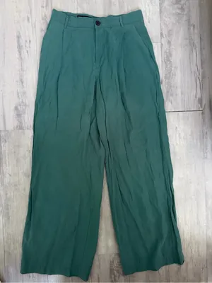 Zara Wide-Leg Green Chinos thumbnail 1