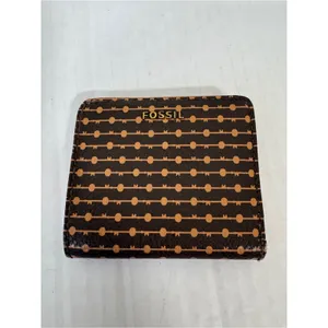 Fossil Tan Black Leather Fold Over Wallet Small Classic Women’s thumbnail 12