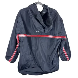 Nike Vintage Black Snap Up Hooded Packable Lined Windbreaker Women's Size XL‎ thumbnail 2