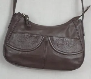 Stone Mountain Small Brown Leather Shoulder Bag Purse thumbnail 7