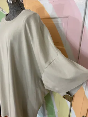 COS Oversized Cotton Jersey T-Shirt Dress Asymmetric Drape Minimalist Sz L 🧡🎀 thumbnail 5