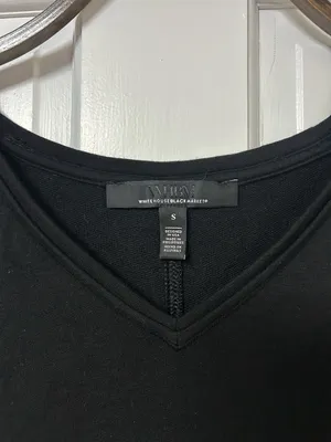 White House Black Market Black V-Neck Knit Top thumbnail 2